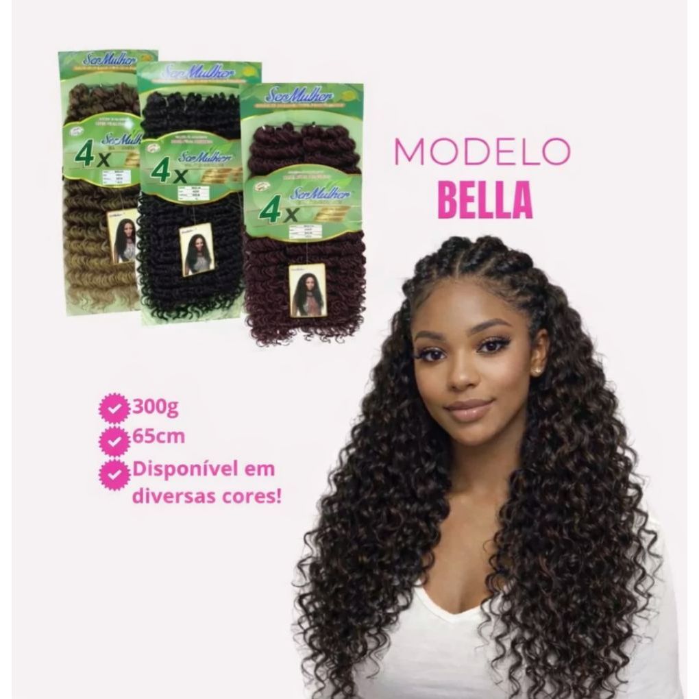 Cabelo Orgânico Bella Ser Mulher para Crochet Braids – Cachos Naturais e Leves 340g – Super Cheio – Ideal para Crochet