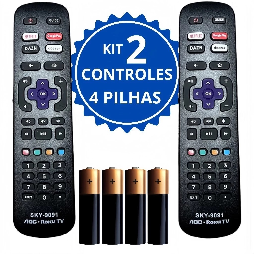 Imagem Kit 1 e 2 Controle Remoto Compatível com Televisão Roku AOC Smart TV Philco e Semp | Envio Imediato
