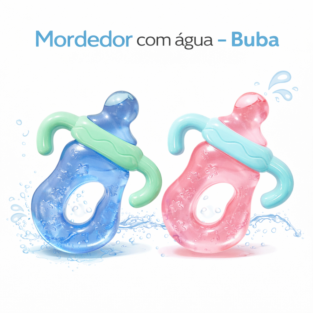 Mordedor com Agua Buba para Bebê Refrigerável Macio Menino Menina