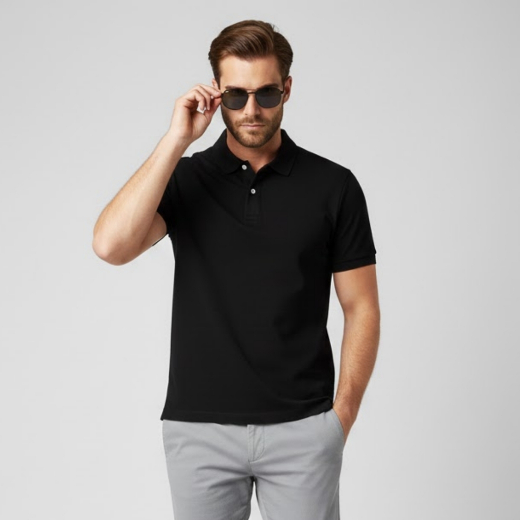 Camisa Polo em Piquê Premium com Gola e Punhos Reforçados e Acabamento Alfaiataria Clean