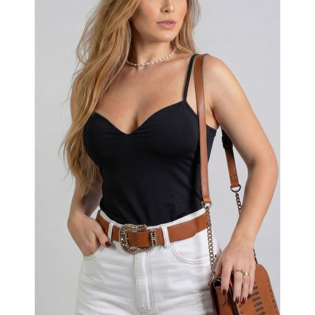 Blusa Blusinha Feminina Alcinha Basica Bojo Justinha