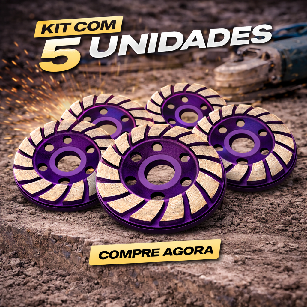 Kit 05 Disco De Desbaste Concreto Rebolo Diamantado Turbo Para Esmerilhadeira Lixadeira em Oferta na Shopee