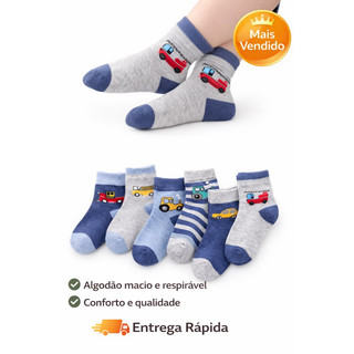 Kit De 3 Até 12 Pares De Meias Infantil Menino KIDS Algodão