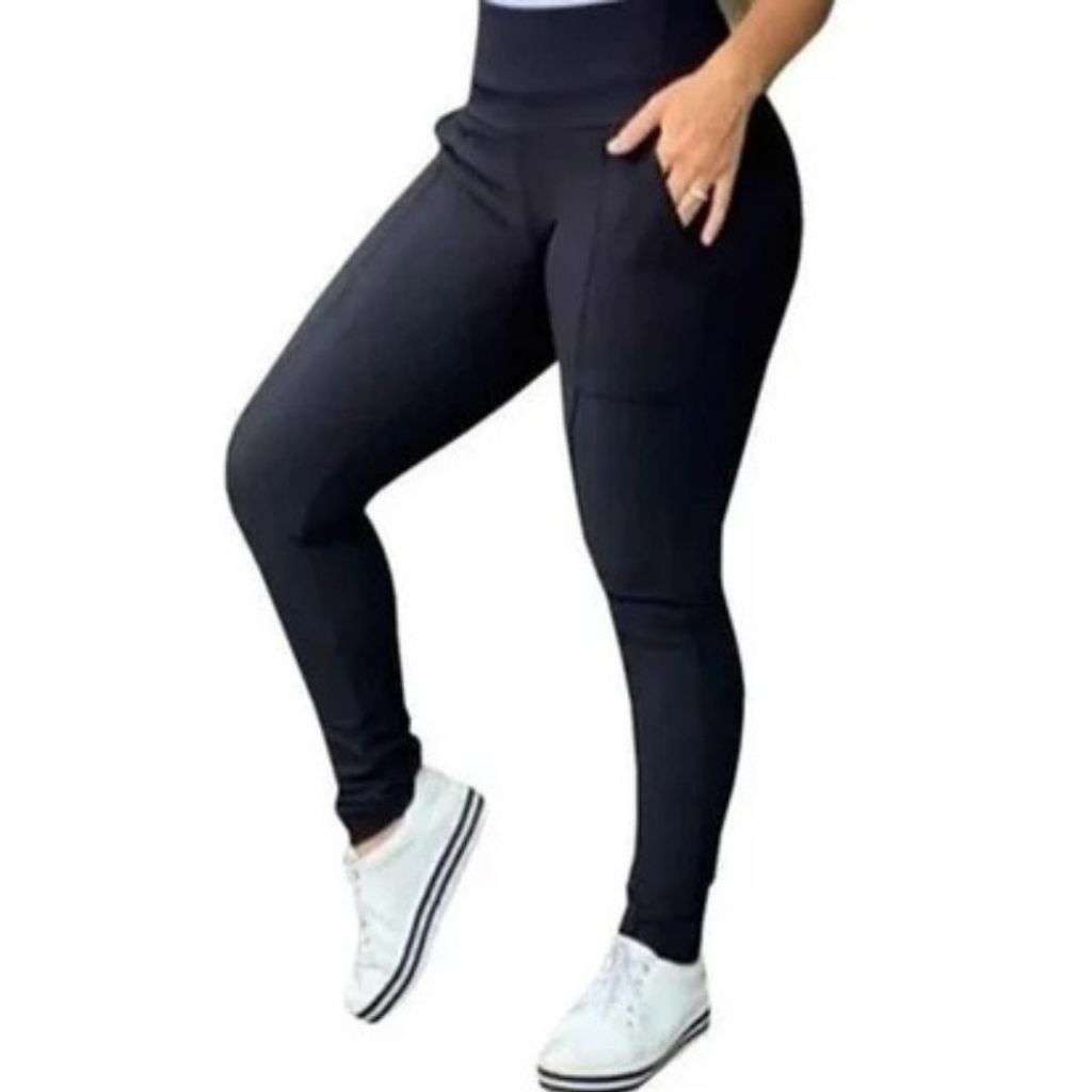 Calca Legging Montaria Gorgurao Canelada Grosso Cintura Alta Modeladora