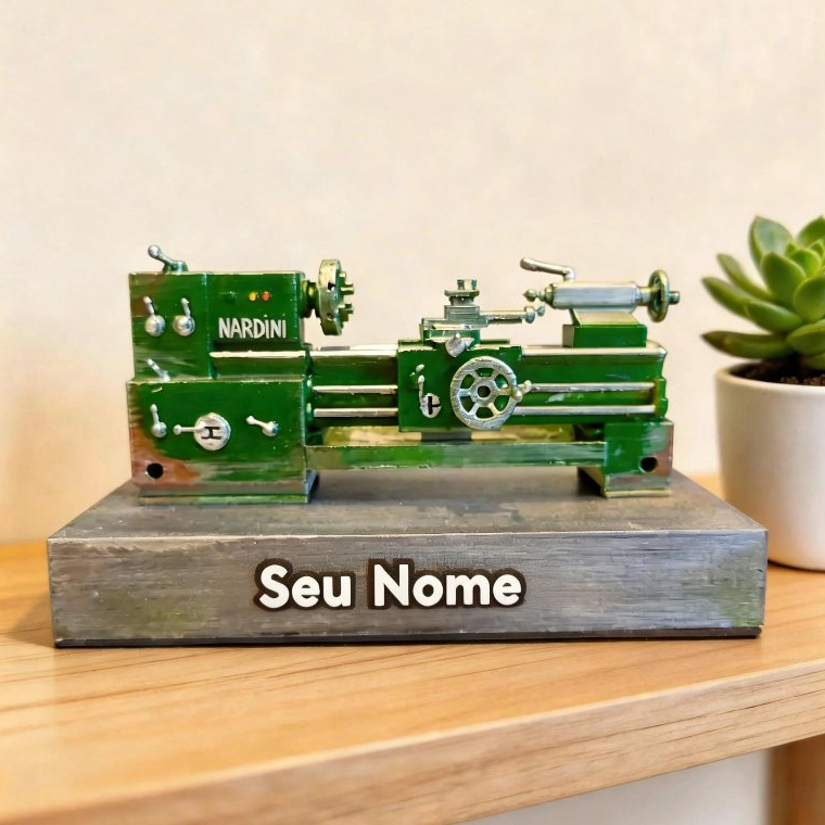 Miniatura Torno Mecânico Nardini Oficina – Peça Decorativa - Com TAG personalizada