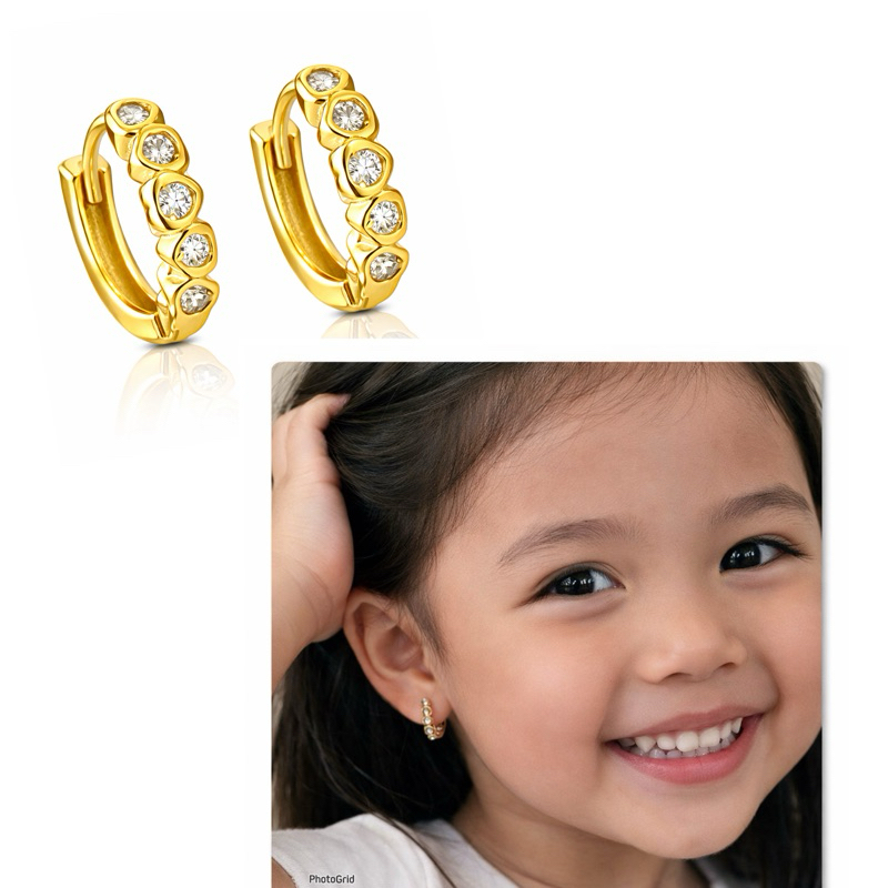 Brinco Infantil Argolinha Click Tamanho 10 mm Banhada A Ouro 18k Hipoalergênico