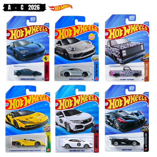 Hot Wheels Lote A-C 2026 Novo, Lacrado e Original/Porsche, Mustang, Ferrari, Silverado e etc