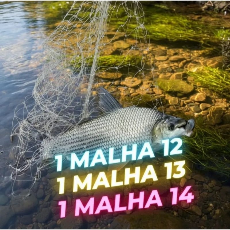 Kit 3 Redes de Pesca para Molinete | Malha Fina Resistente | Fácil de Usar | Pega Peixe Rápido