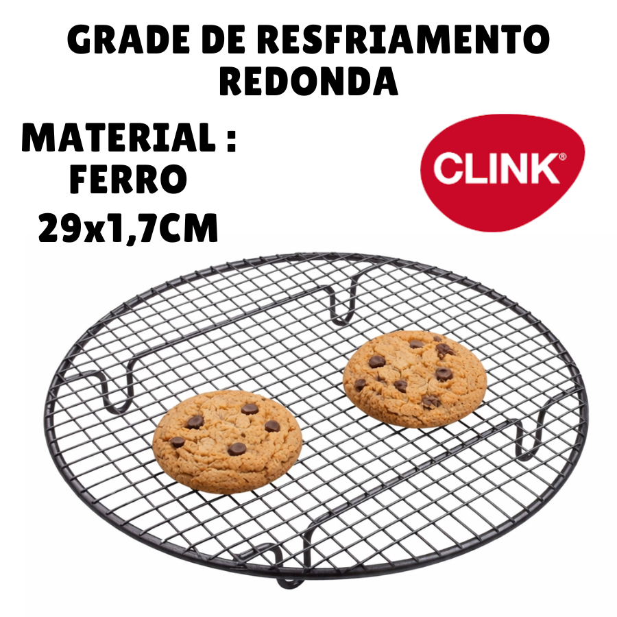 Grade Para Resfriamento 29X1,7CM Redonda Antiaderente De Ferro Para Alimentos Bolo Biscoitos