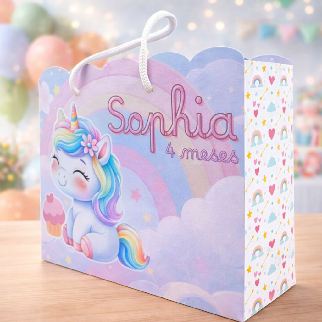 Sacolinha Personalizada Unicórnio | Lembrancinha | Mimo | Aniversário | Surpresa | Pegue e Monte