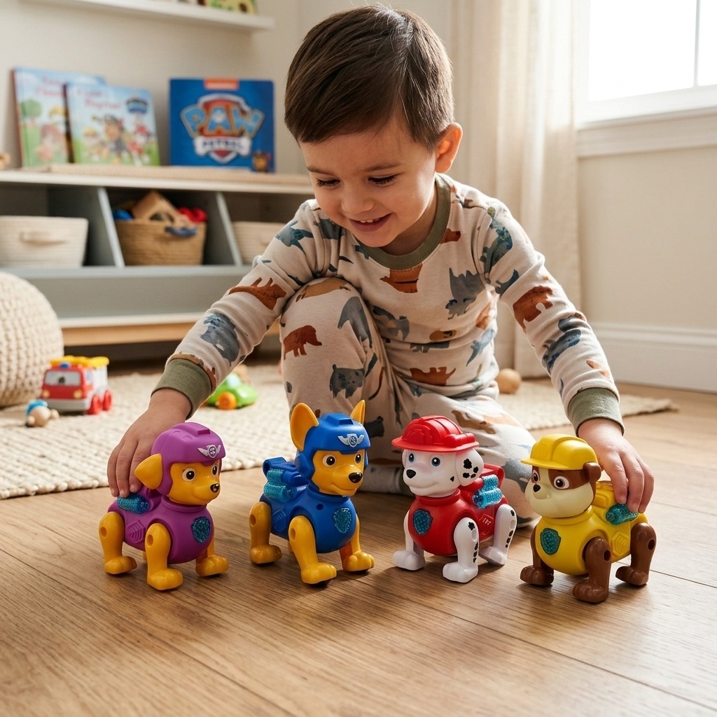 Brinquedo Patrulha Canina Cachorro Cores Anda Luzes Sons Modelos Pillhas Robô Menino Menina