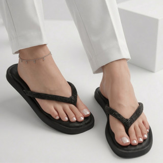 Chinelo Sandália Feminina Brilho Strass Papete Leve Macia Lançamento