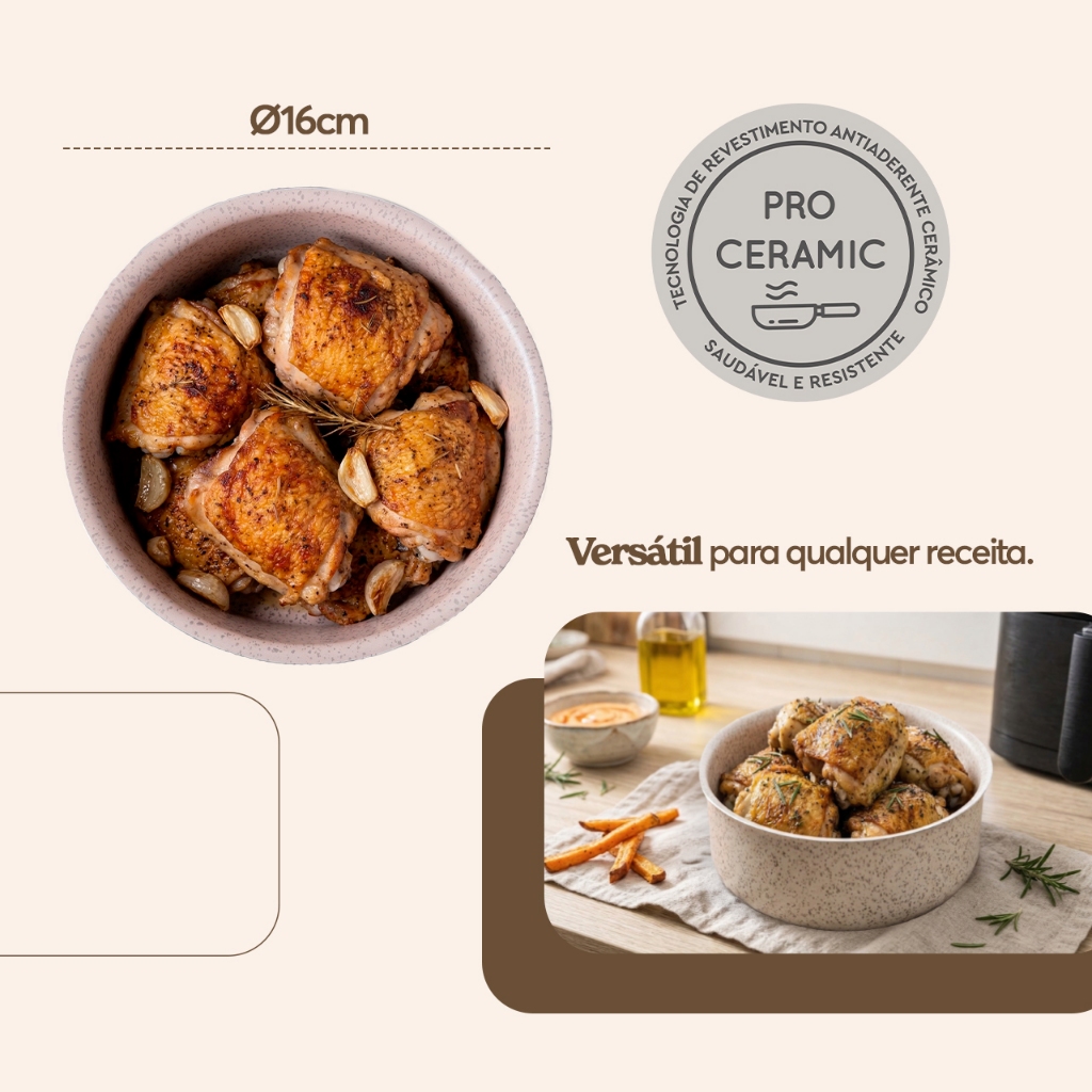 Forma para Airfryer Brinox Ceramic Life Bakeware Ø16cm 7cm Vanilla · foto 2