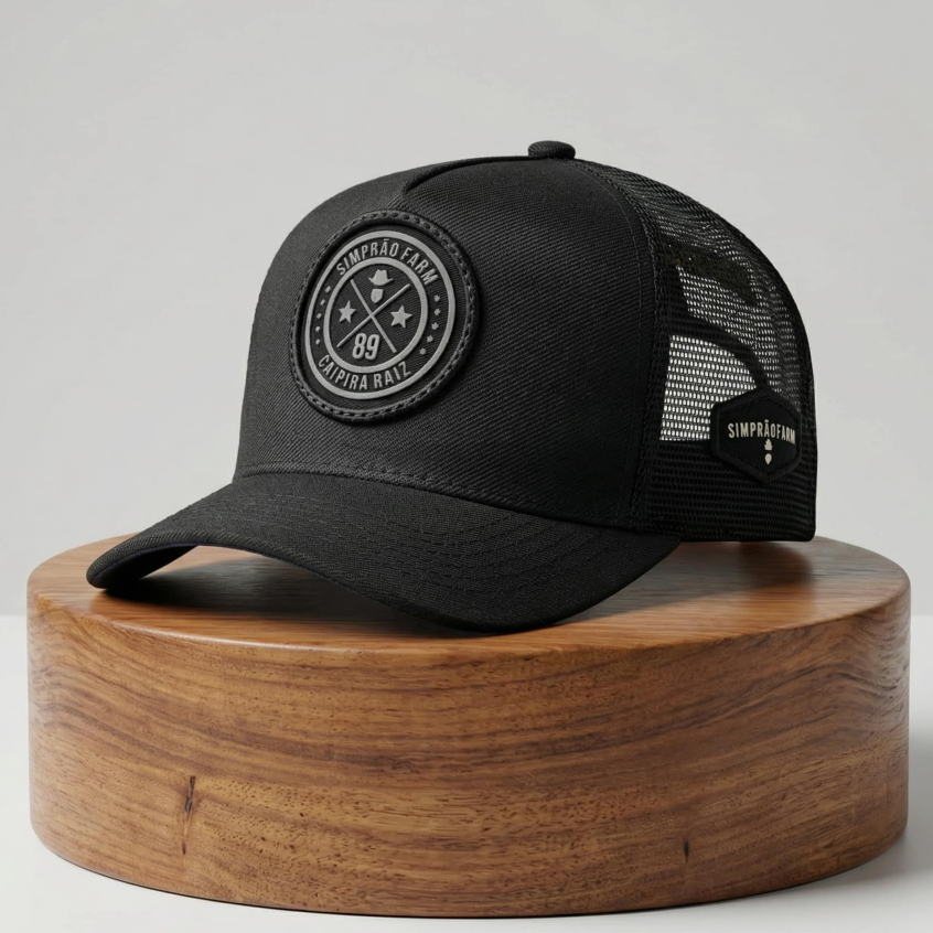 Boné Trucker Simprão Farm Country Telinha Masculino Aba Curva Telinha Ajustável Redinha Premium