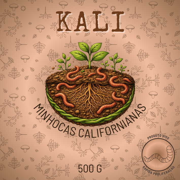 KALI - Minhocas Californianas - Húmus de Minhoca - 500 Gramas - Aprox. 40 a 50 Minhocas - Iscas para Pesca