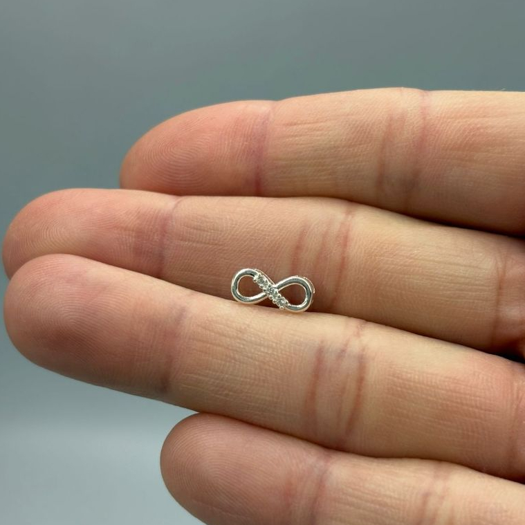 Pingente Passante de Prata 925 Infinito com Zircônias · foto 2
