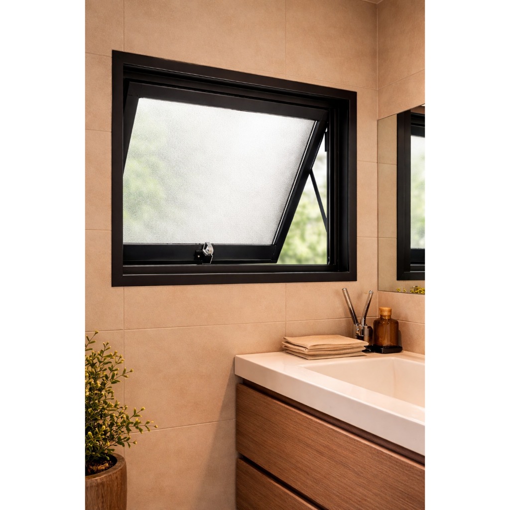 Vitro Basculante de vidro Janela de banheiro 50x50x12 - PRETO