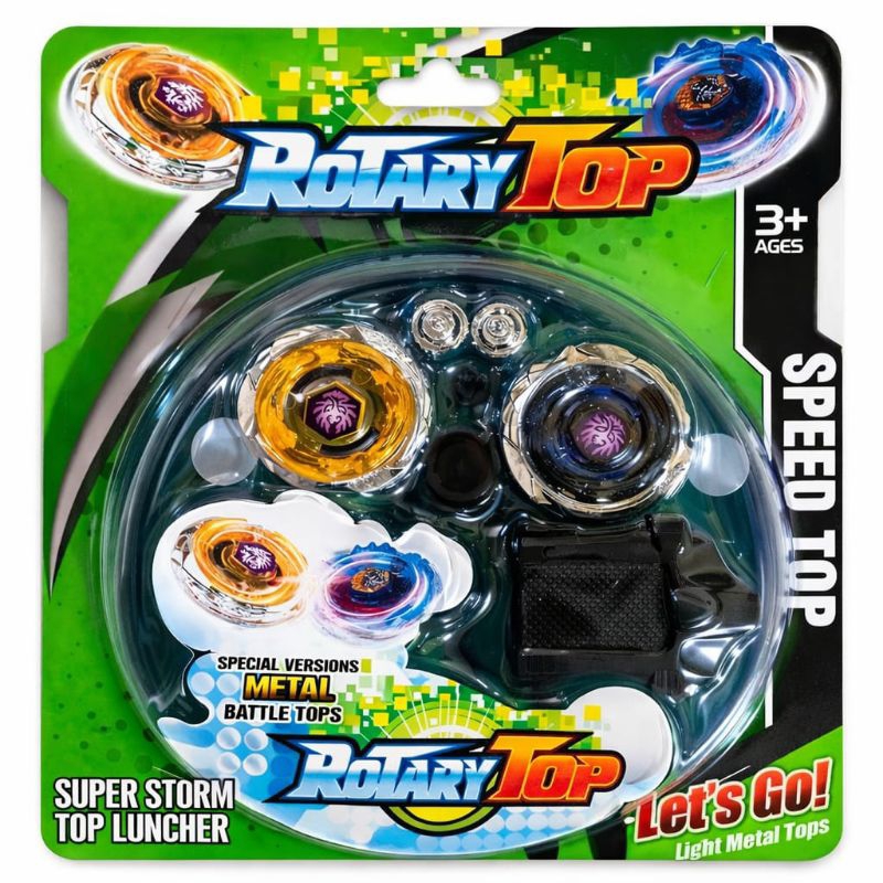 Kit Cartela 2 Beyblade Metal | Blay blade com lançador Rotary Top | Speed Top Bleibleide | Pião de batalha com Arena.