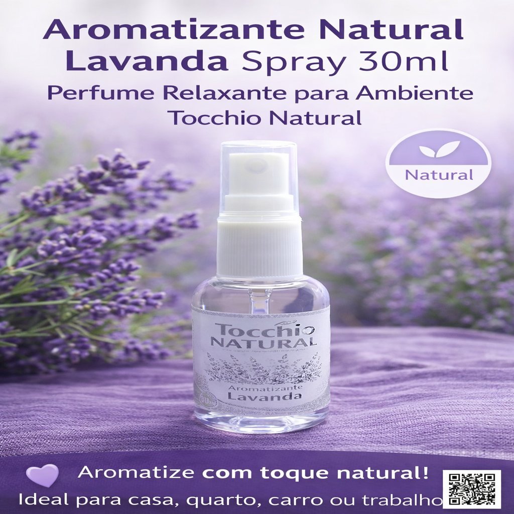 Imagem Aromatizante Natural Lavanda Spray 30ml – Perfume Relaxante Ambiente Tocchio Natural