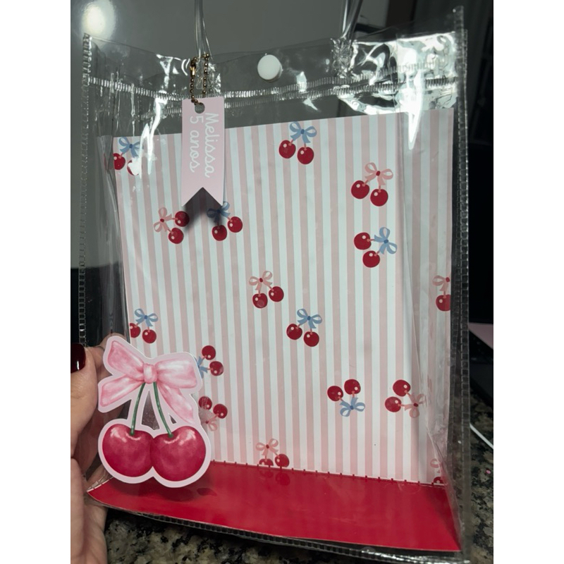 Decoração Personalizada Para Sacolinhas Cerejinha - Todos os Temas - Lembrancinha Infantil - Festa de Aniversário