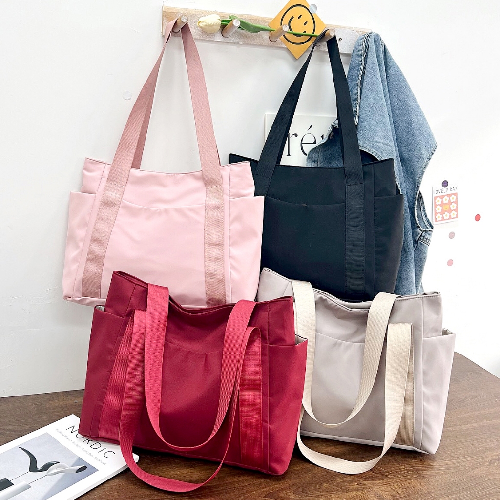 Bolsa Tote Feminina Grande Nylon Leve Moda Casual Versátil Ombro e Mão Grande Capacidade Dia a Dia Trabalho Escola