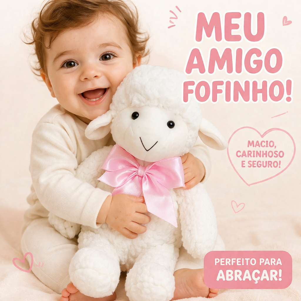 Ovelhinha de Pelúcia Super Macia – Conforto, Carinho e Segurança para o seu Bebê Roupa de Bebe