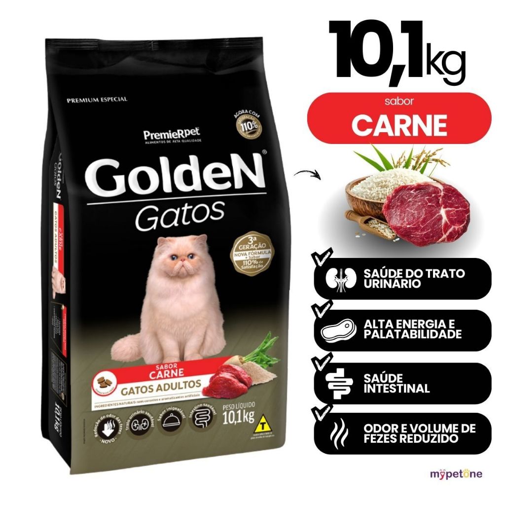 Ração Golden Fórmula Gatos Adultos Sabor Carne 10,1kg