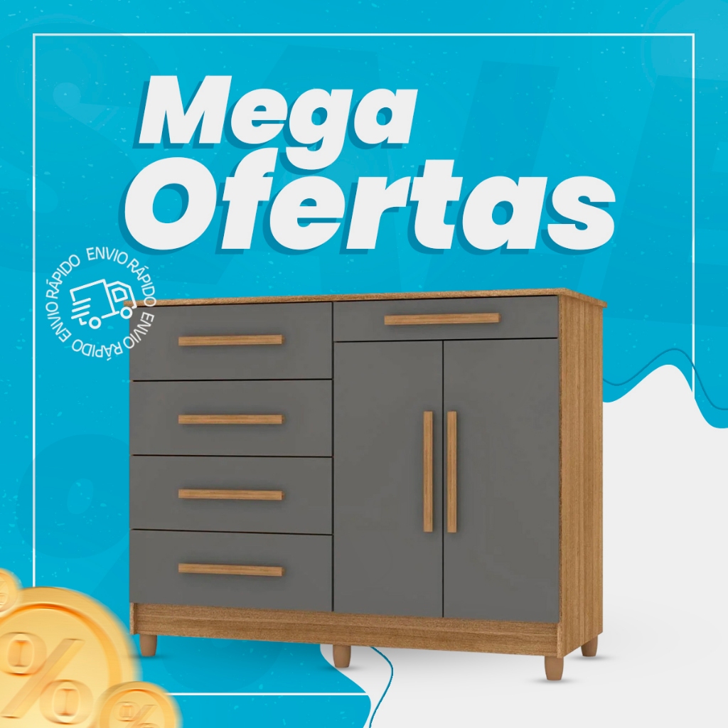 Cômoda para Quarto com Sapateira 2 Portas 4 Gavetas Lírio V02 Nature/Alasca - Mpozenato