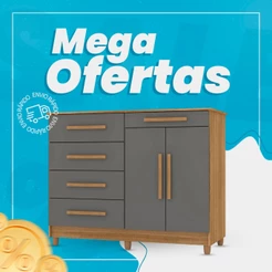Cômoda para Quarto com Sapateira 2 Portas 4 Gavetas Lírio V02 Nature/Alasca - Mpozenato