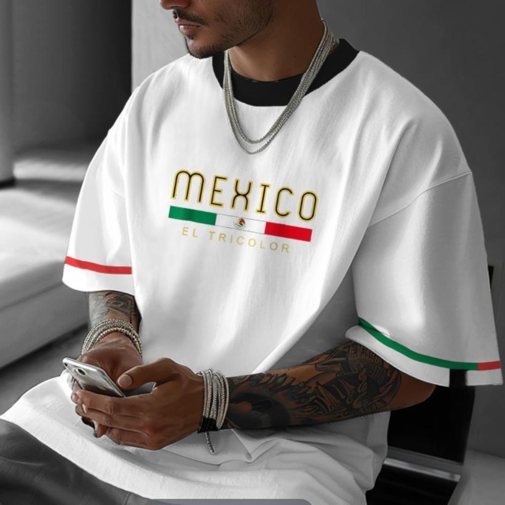 Camiseta Camisa Oversized Copa do Mundo México Seleção Mexicana Blusa 100% Algodão Confortável