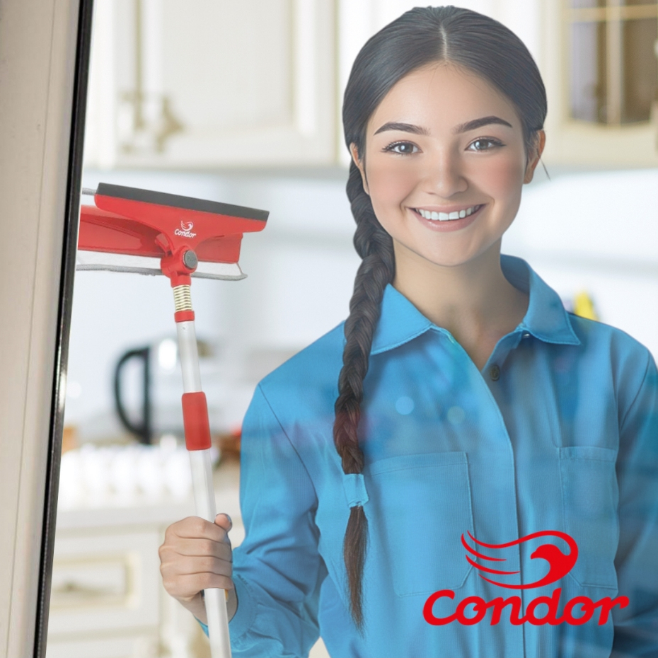 MOP Rodo Magico Limpa Vidros 2 EM 1 Com Haste Flexivel Condor