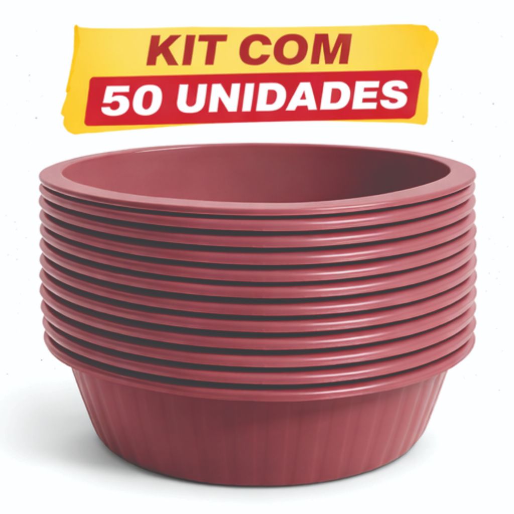 Kit 100  Bacia Plástica 4L Resistente 27cm Multiuso