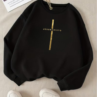 Moletom Masculino Moletom Feminino Blusa de Frio Casaco de Inverno Roupa Cristã Gospel Moletom gola redonda preto blusão