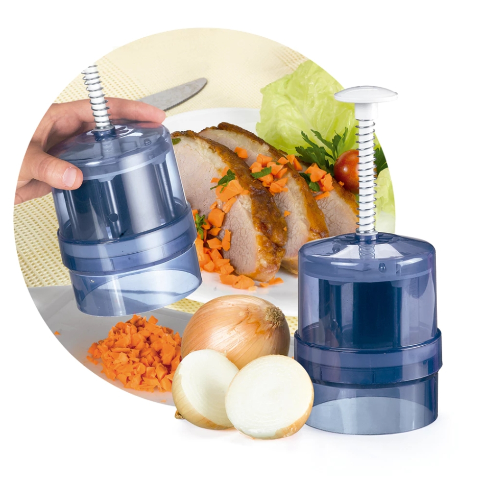 Triturador Manual de Alimentos 3 Lâminas – Pica Legumes, Carne e Temperos Rápido Cortador e Triturador Manual de Legumes