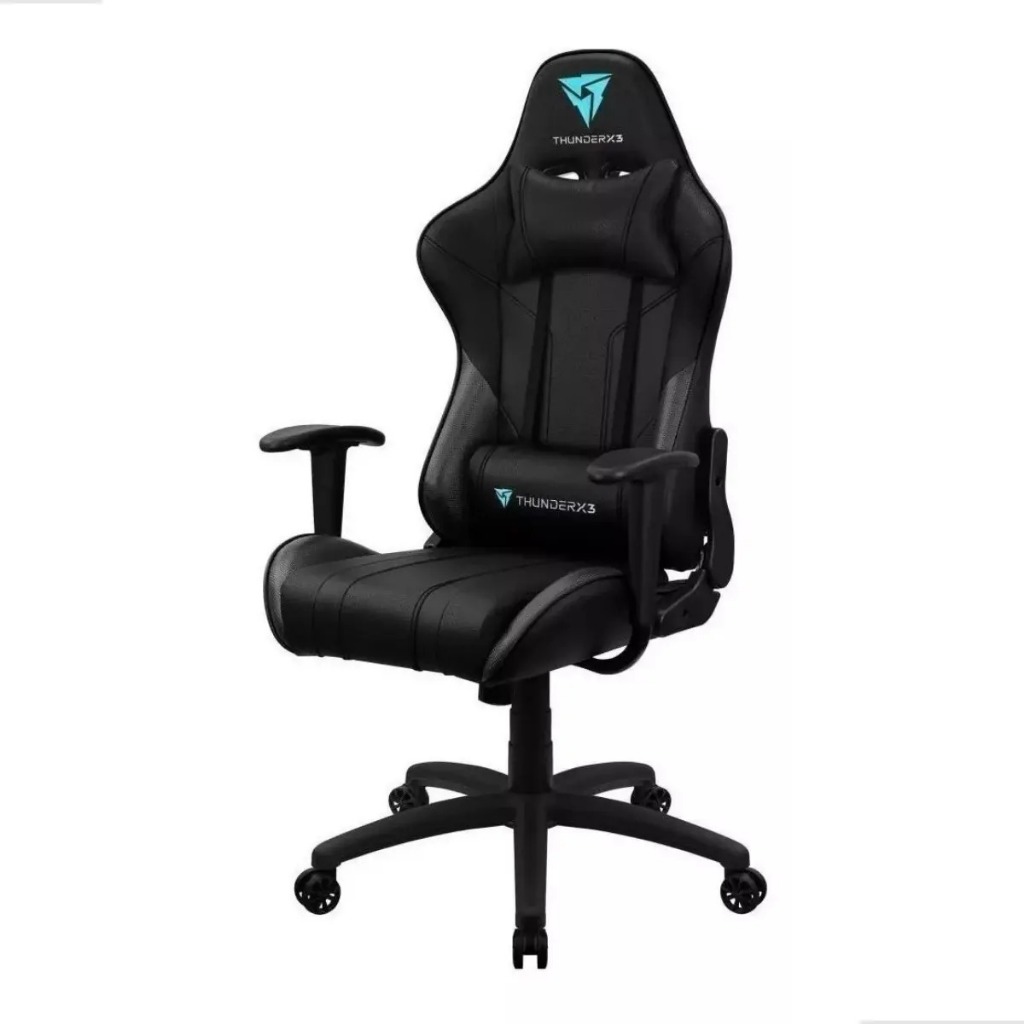 Cadeira De Escritório Timberflex ThunderX3 EC3 Gamer Ergonômica Preta Com Estofado De Couro Sintético