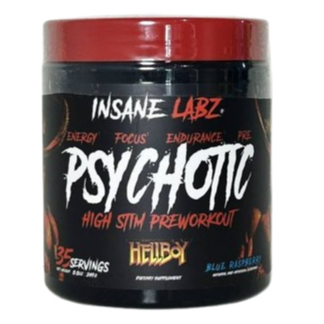 Psychotic Hellboy Pré-Treino 244g 35 Porções Por Recipiente Sabor Framboesa Azul - Insane Labz