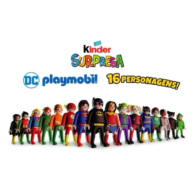 Colecionáveis Liga da -Justiça Kinder Ovo DC Playmobil 2026