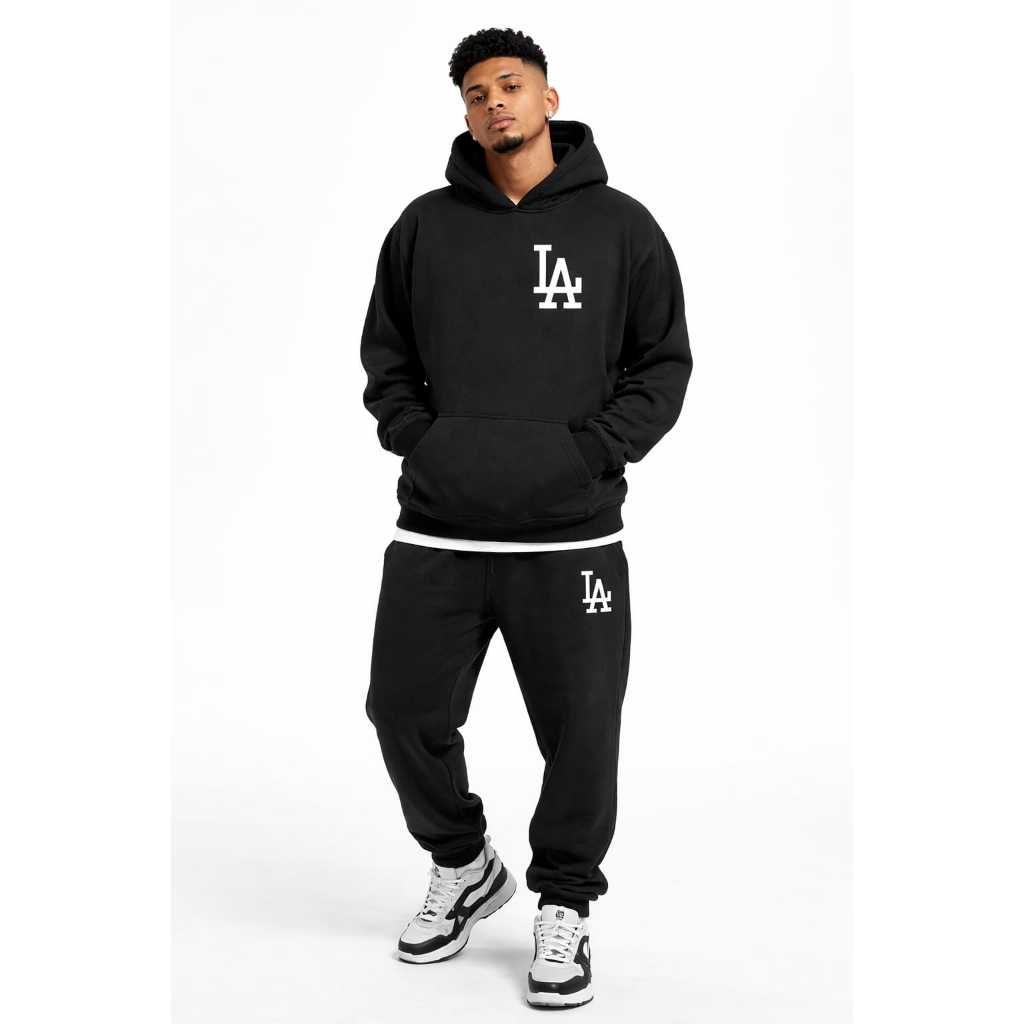 Conjunto Kit Moletom e Calça Motletom Kit Inverno Estiloso Bascico LA Flanelado Moderno Blusa