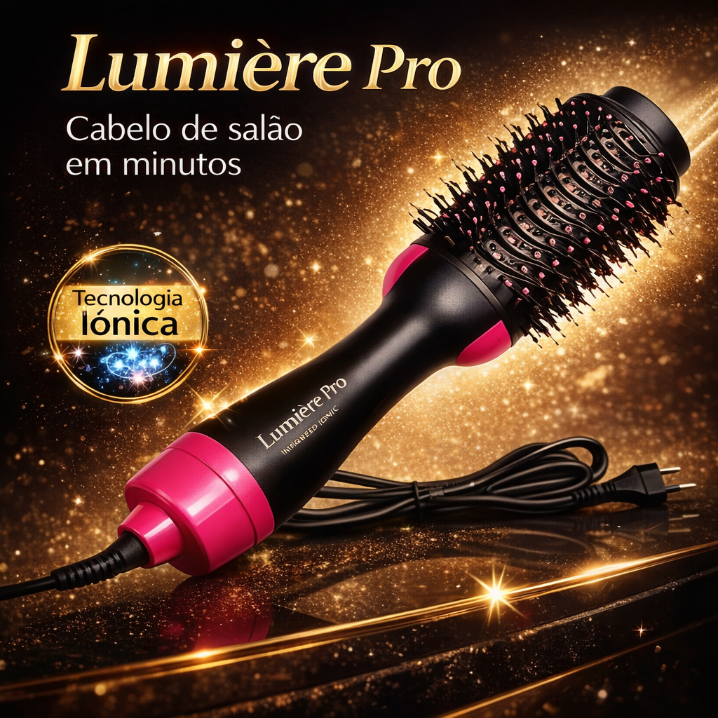 Escova Secadora 3 em 1 Profissional Alisa Seca Modela Anti Frizz Íons Negativos Rápida