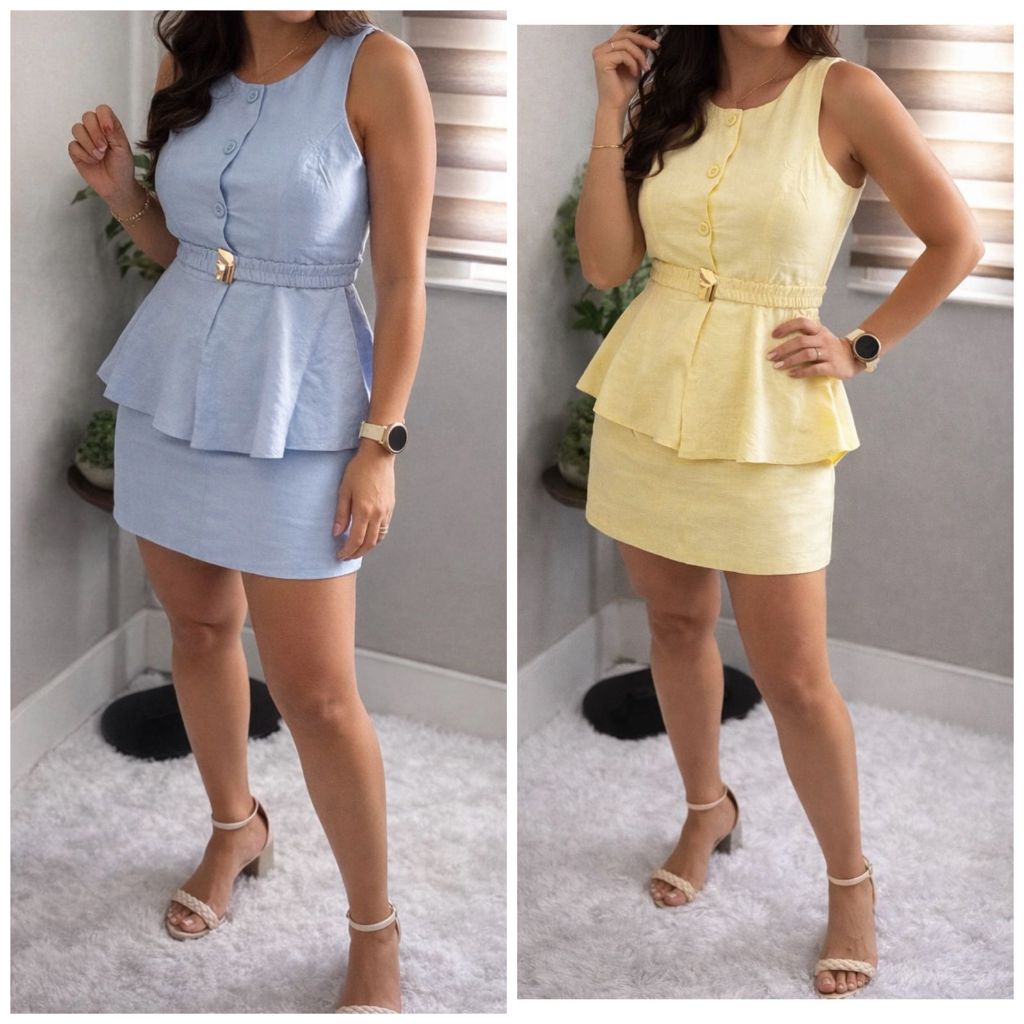 Conjunto Feminino Alfaiataria Colete e Short Saia  Elegante Confortável Social Trabalho Passeio Verão