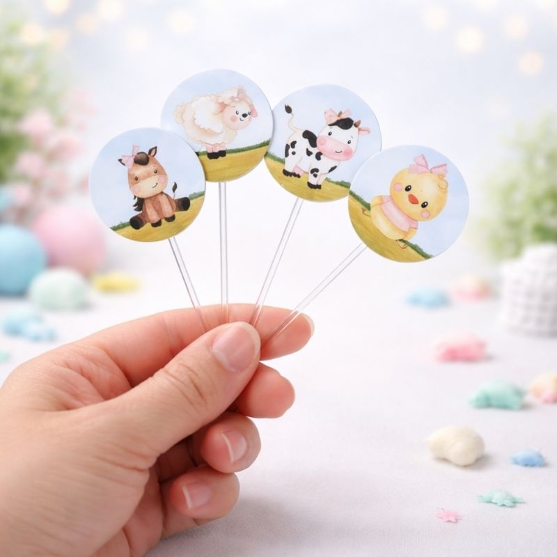 TOPPER DE DOCE OU CUPCAK PERSONALIZADO FAZENDINHA MENINA PARA FESTA DE ANIVERSÁRIO/LEMBRANCINHA