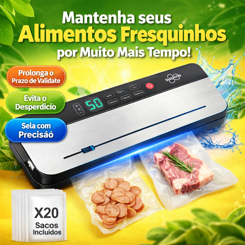 Seladora A Vácuo 8 Em 1 Com Cortadore 20 Sacos,recarregável
