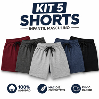 Kit 5 Shorts Infantil Masculino Menino Algodão Conforto Tamanhos 1 ao 10 em Oferta na Shopee