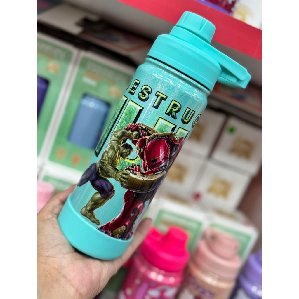 Garrafa Térmica Infantil 600ml  de Personagens À Prova de Vazamento Escolar Esporte