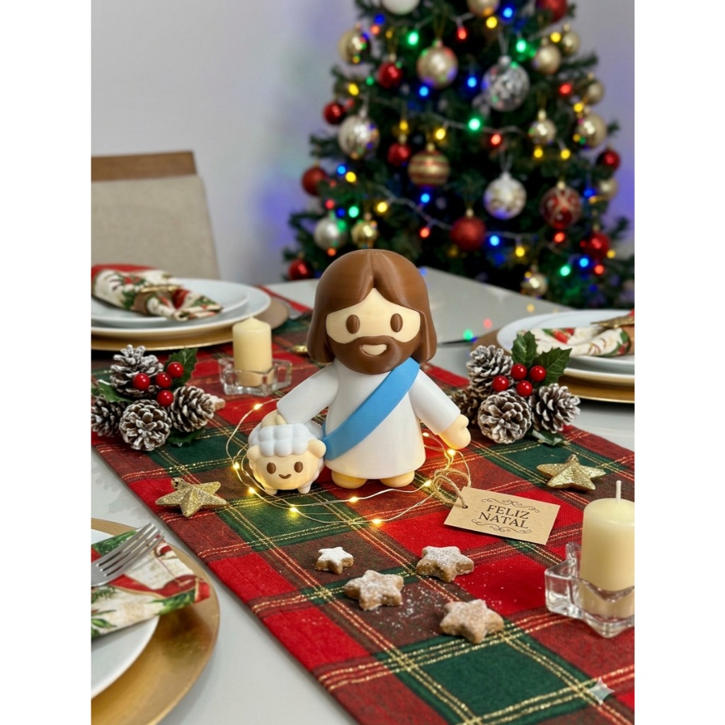 Boneco Jesus Bom Pastor com Ovelha – Decoração para Natal, Páscoa e Presente Especial