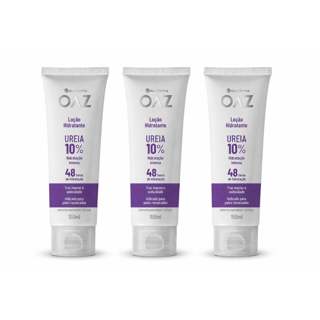 Kit com 3- Loção Hidratante Oaz Creme De Ureia 10% de 150mL - Envio Imediato
