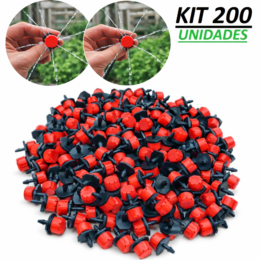 Kit 200 Gotejador Para Plantas Bico Irrigação de Jardim Regulável 70l/h Mangueira - OFERTA