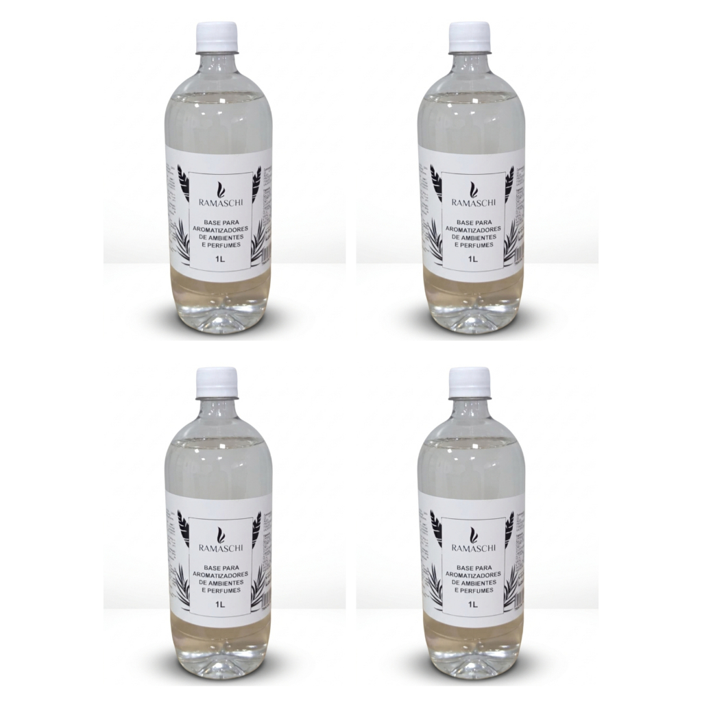 Kit Com 4 Base Pronta 1 Litro Para Perfumaria Artesanal Aromatizadores Perfumes Colônias Body Splash