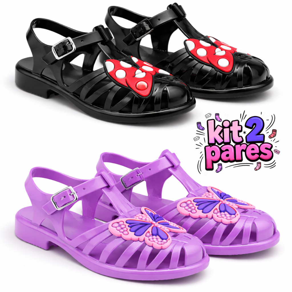 Kit Com 2 Pares Sandália Papete Menina Infantil Flexível em Oferta na Shopee