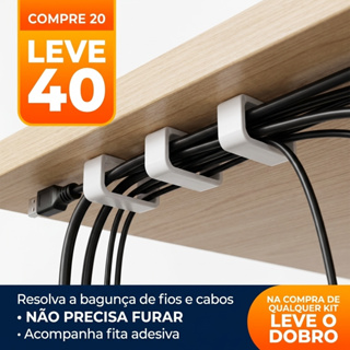 Kit 20 Organizadores de Fios e Cabos Invisível em Oferta na Shopee